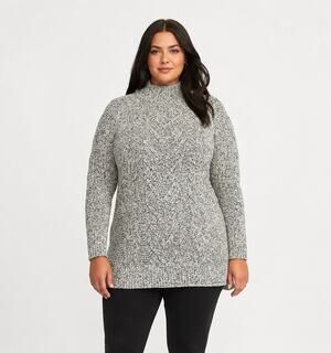 Old Navy Mock Neck Cable Knit Tunic Sweater Womens Size XXL Gray Marl